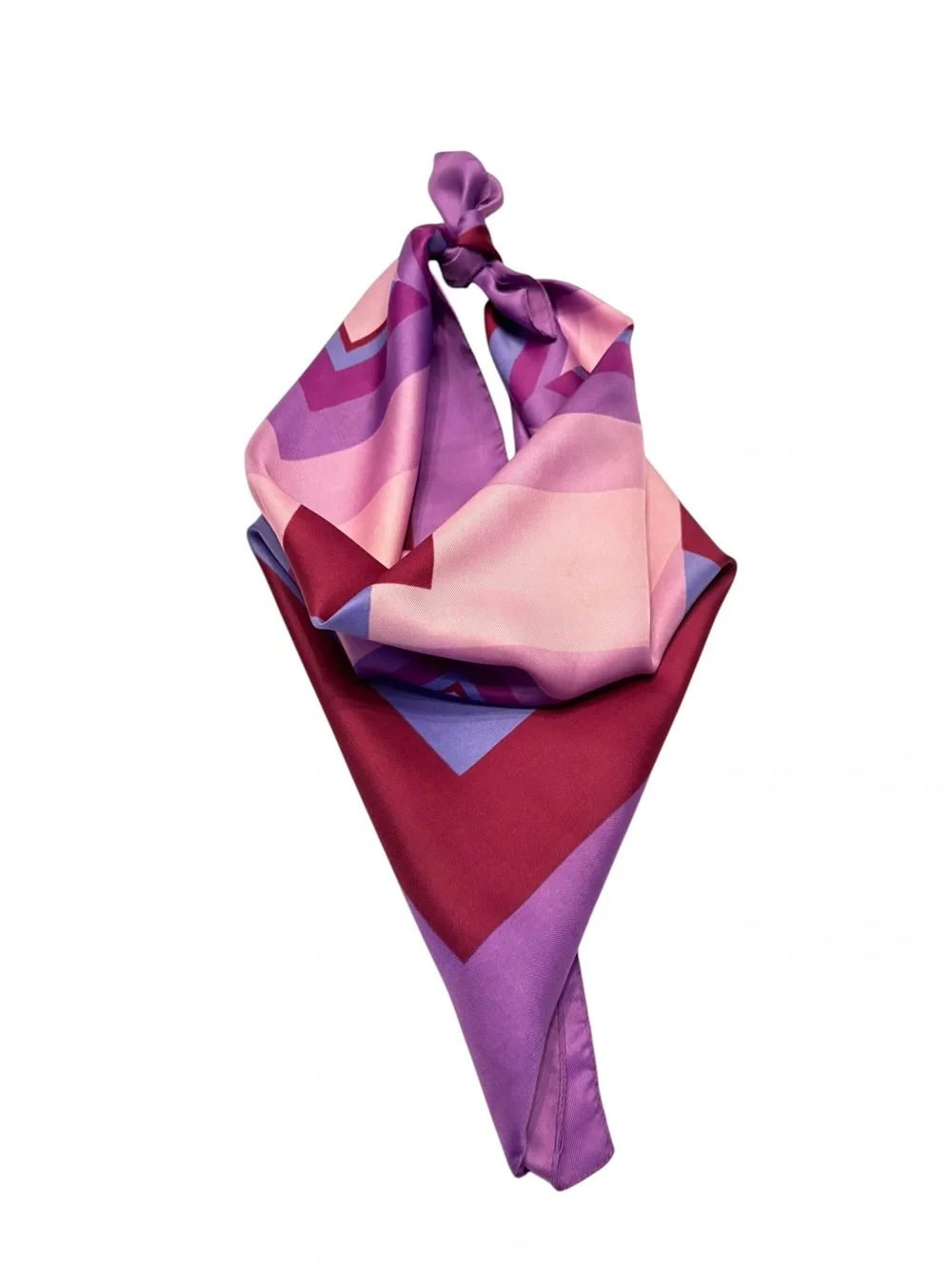 Vibrant Vintage Geometric Pink & Purple Square Silk Scarf